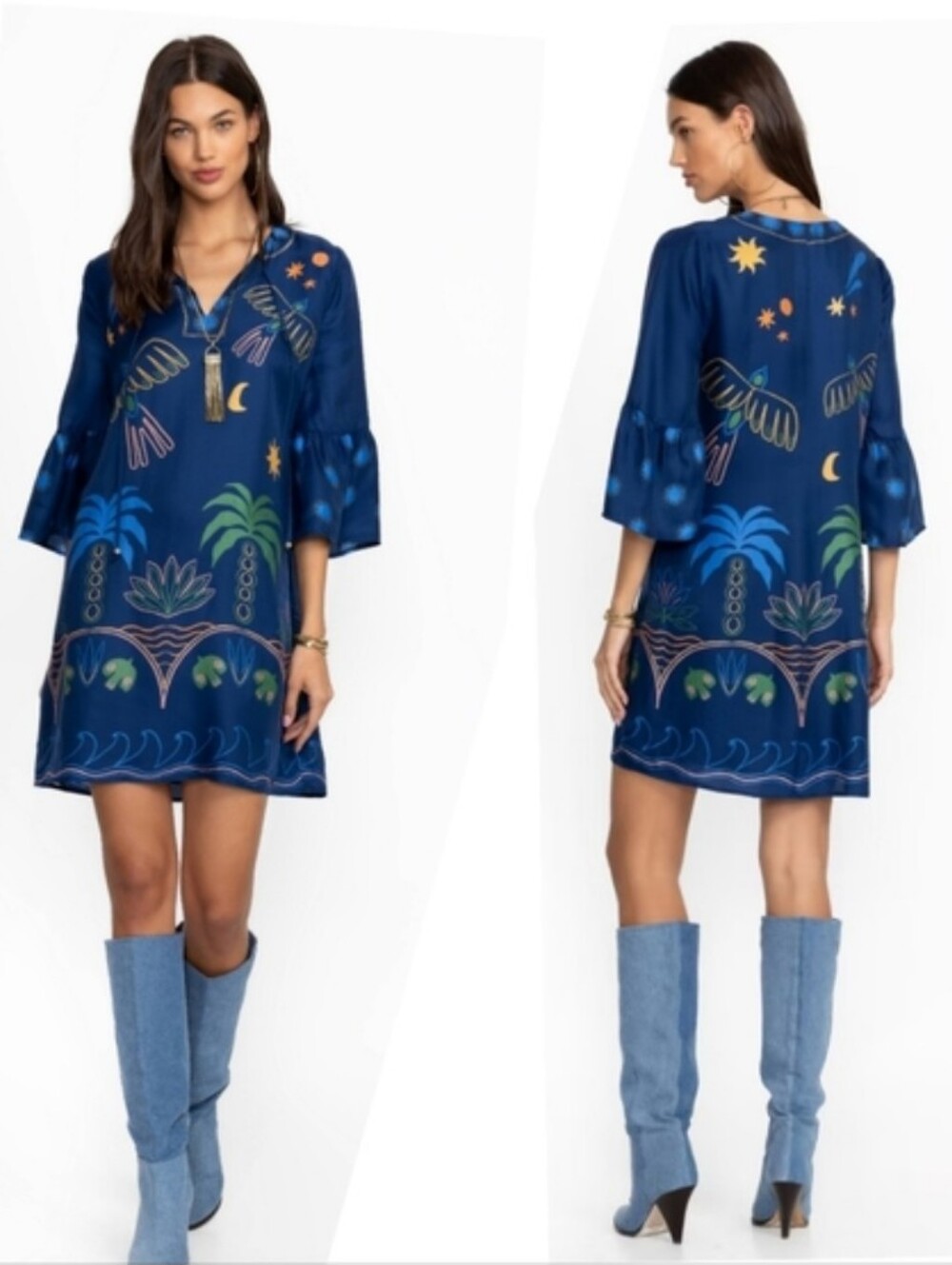 Johnny Was Jade Lorianne Mini Shift Dress Vibrant Tropical Medium NWT